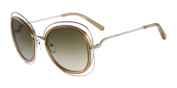 CHLOE CE123S NEW CARLINA SQUARED GOLD-TRANSPARENT LIGHT BROWN