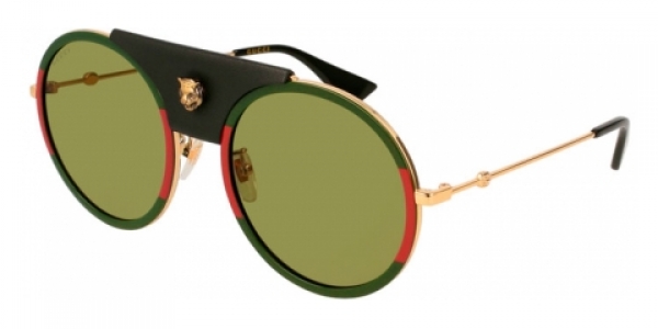 GUCCI GG0061S ENDURA GOLD/SHINY GREEN-RED/BLACK LEATHER COVER