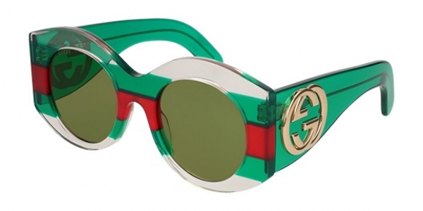 GUCCI GG0177S SHINY WEB TRANSPARENT PINK/GREEN/RE