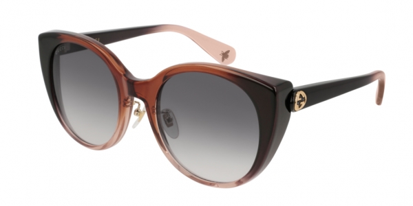 GUCCI GG0369S SHINY TRANSPARENT RUST GRADIENT TO TRANSPARENT NUDE