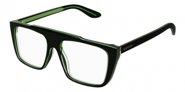 GUCCI GG1040O SHINY TRILAYER TRASPARENT GREEN AND SOLID BLACK