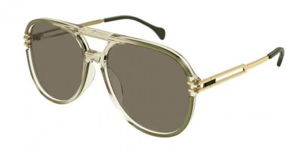 GUCCI GG1104S SHINY GRADIENT TRANSPARENT OLIVE GREEN TO LIGHT SAND