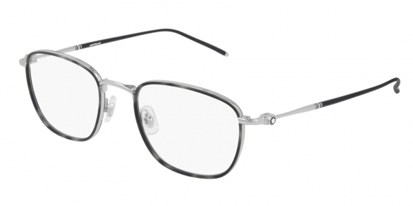 MONTBLANC MB0161O SHINY GREY HORN ACETATE WINDSOR RIM AND SHINY SILVER METAL RIMS, NOSE