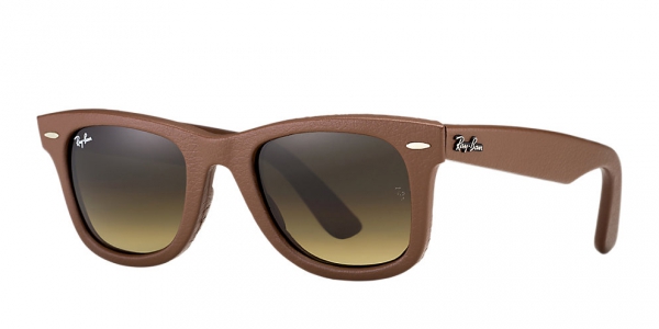 RAY-BAN RB2140QM LEATHER ORIGINAL WAYFARER SPECIAL EDITION USED LEATHER BROWN BROWN GRADIENT
