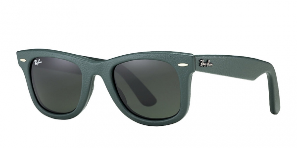 RAY-BAN RB2140QM LEATHER ORIGINAL WAYFARER SPECIAL EDITION USED LEATHER GREEN