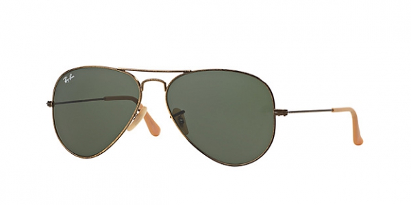 RAY-BAN RB3025 AVIATOR EFFECT AGED ANTIQUE GOLD GREEN