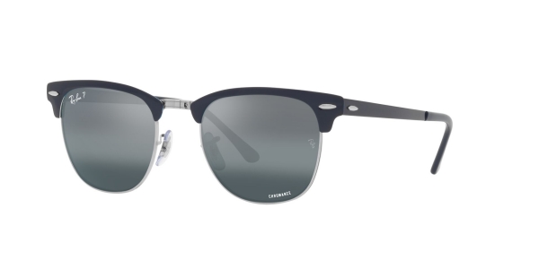 RAY-BAN RB 3716 CLUBMASTER METAL SILVER ON BLUE