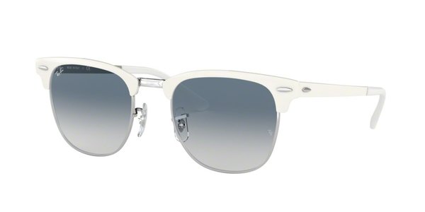 RAY-BAN RB 3716 CLUBMASTER METAL SILVER ON WHITE