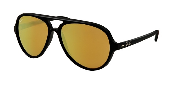 RAY-BAN RB4125 CATS 5000 MATTE BLACK BROWN MIRROR GOLD