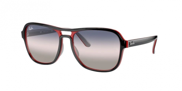 RAY-BAN STATE SIDE BLACK RED LIGHT GRAY