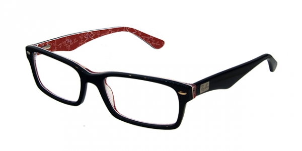 RAY-BAN RX5206 TOP BLACK ON WHITE-RED DEMO LENS
