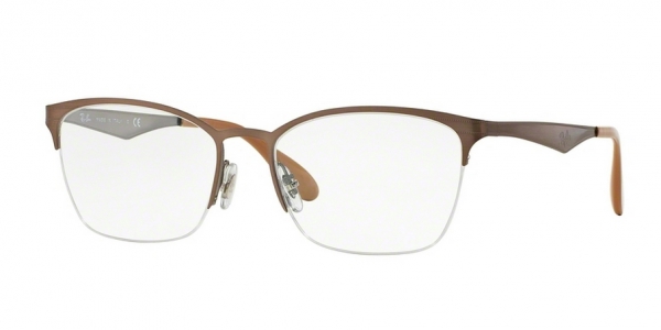 RAY-BAN RX6345 BRUSHED LIGHT BROWN ON GREY